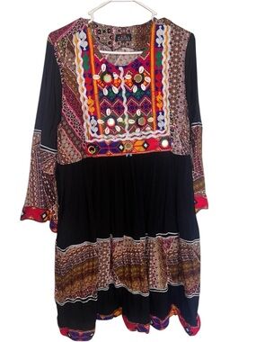 Traditional Afghani Tribal Dress Pants Scarf Embroidered Sparkling Cowrie Shells